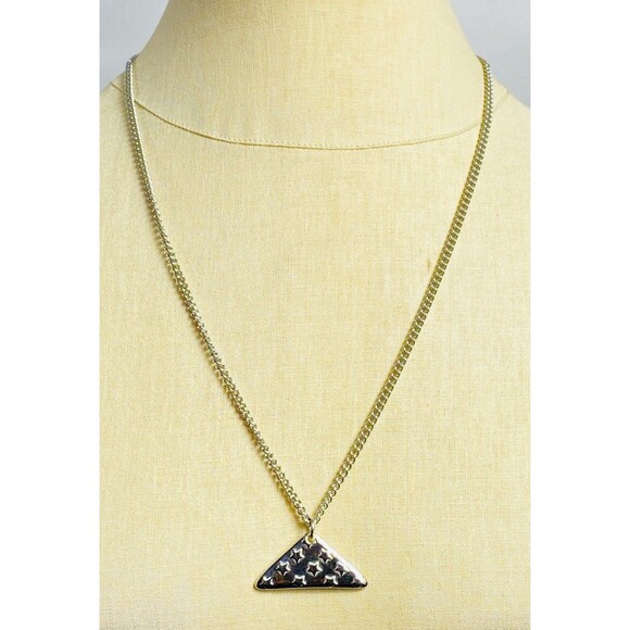 Folded FLAG Stainless Steel GREATER LOVE Reversible Pendant Necklace 24” - Picture 1 of 4